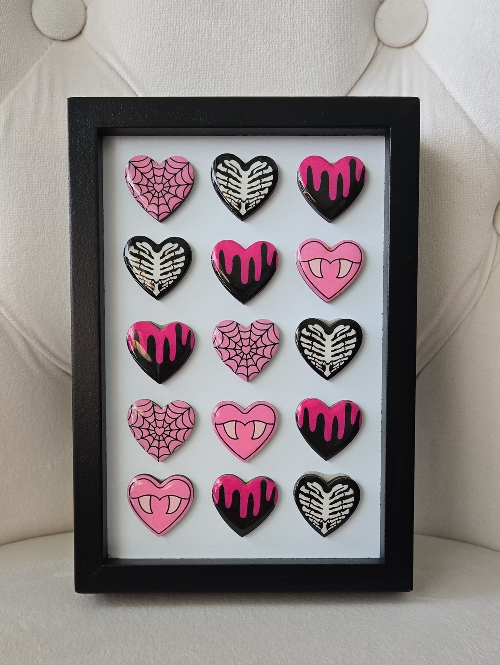 Michael's Ashland Halloween Pink & Black Gothic Heart Shadow Box Wall Art